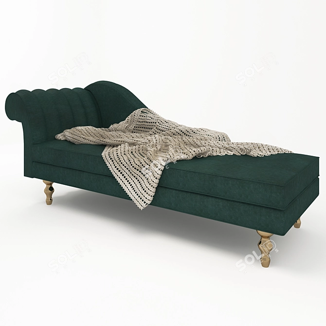 Cozy Green Sofa with Knitted Blanket 3D model image 1