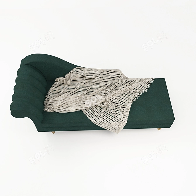 Cozy Green Sofa with Knitted Blanket 3D model image 2