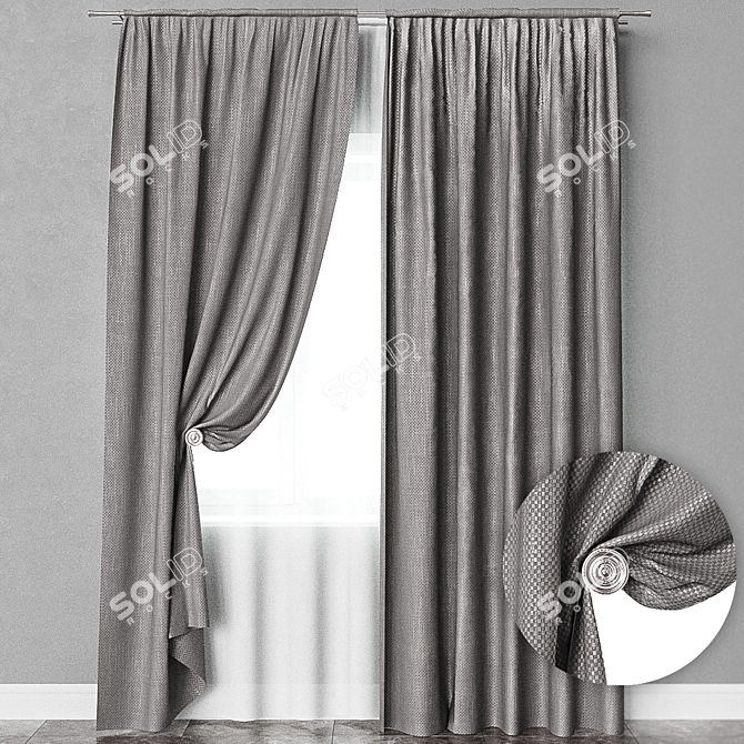 Elegant Tape Curtain: Fabien Collection 3D model image 1