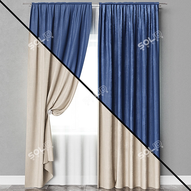 Elegant Tape Curtain: Fabien Collection 3D model image 3