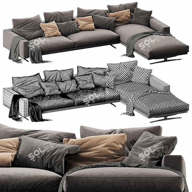 Modern Flexform Campiello Chaise Lounge 3D model image 3