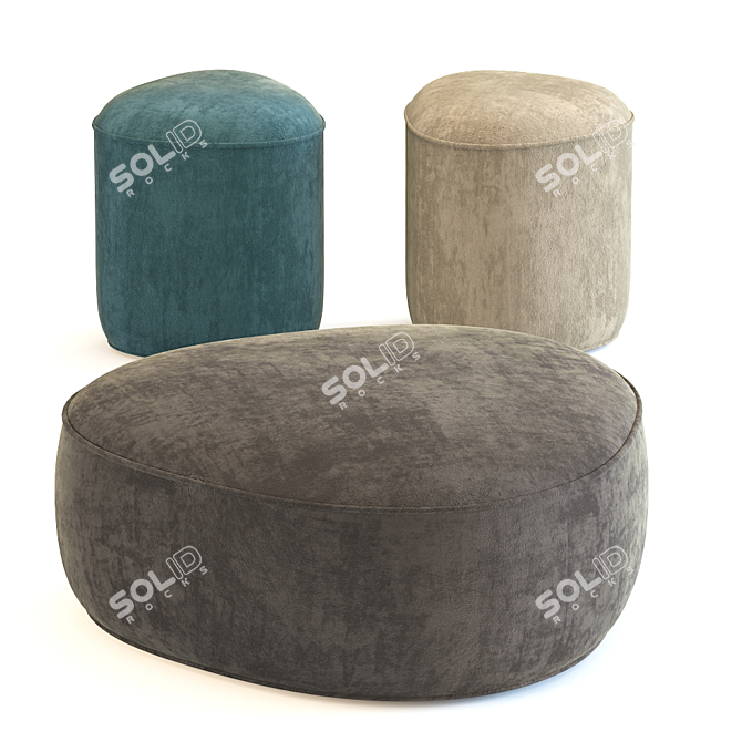 Versatile Pebble Ottoman: Stylish & Space-Saving 3D model image 1