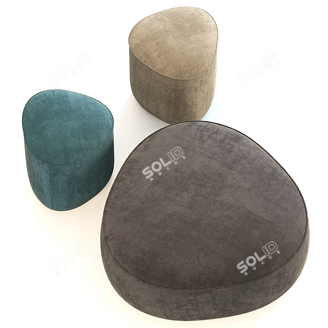 Versatile Pebble Ottoman: Stylish & Space-Saving 3D model image 2