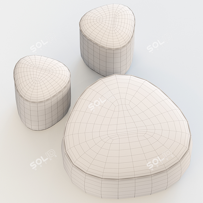 Versatile Pebble Ottoman: Stylish & Space-Saving 3D model image 3