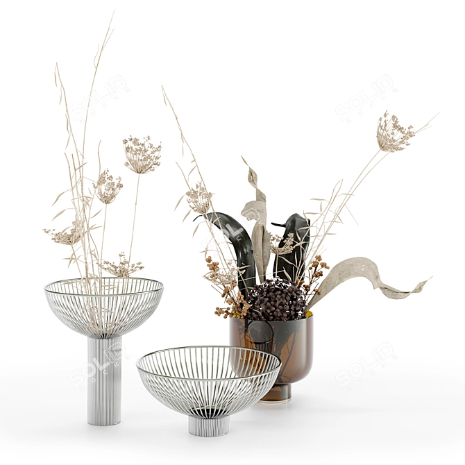 Modern Vases & Plants Collection 3D model image 1