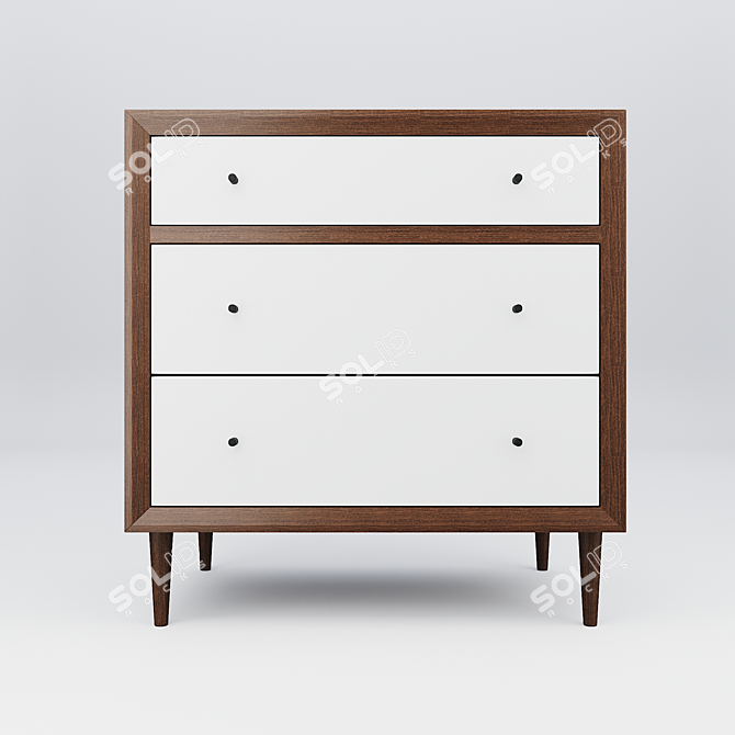 Modern Rustic Adelia 3-Drawer Chest 3D model image 1