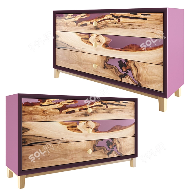 Violet 4-Drawer Chest 3D model image 1