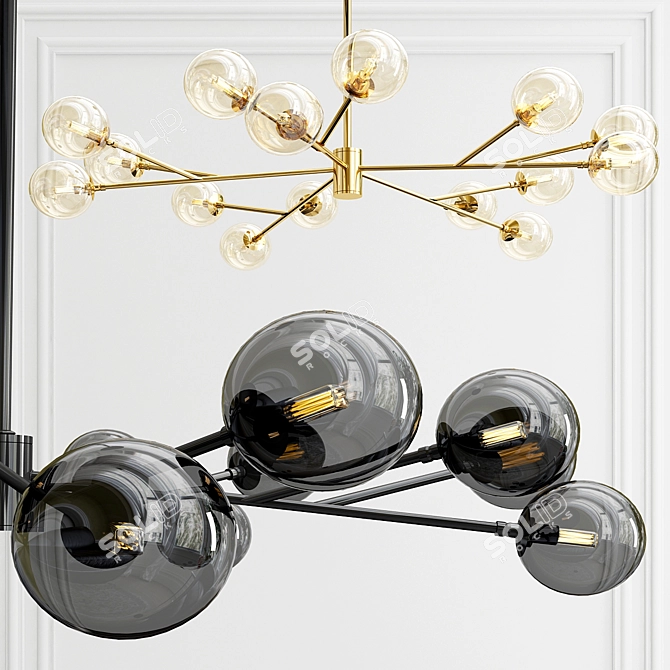 Orion 15-Light Pendant: Modern Elegance 3D model image 1