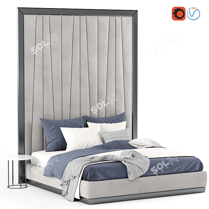 Modern Bed with Headboard 3D model image 1