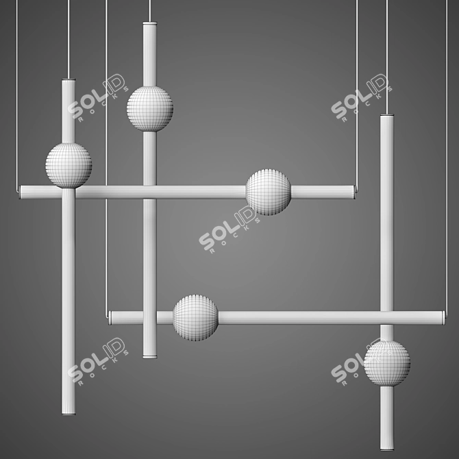 Lustrous Metal Ball Chandelier 3D model image 2