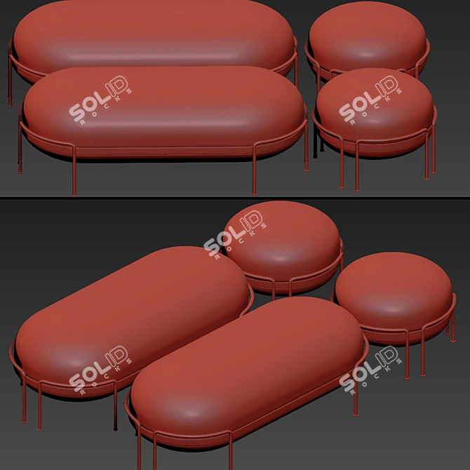 Elegant Ottoman Set for Vray & Corona 3D model image 3