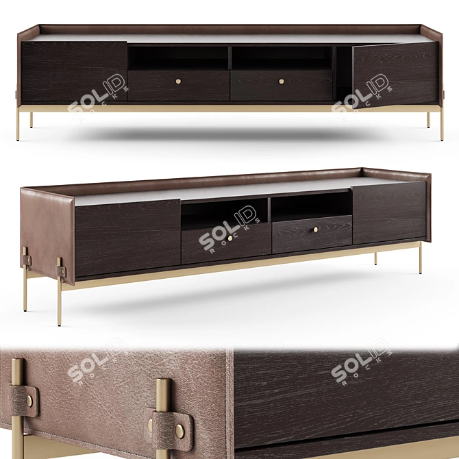 Aston Leather TV Cabinet 3D model image 1