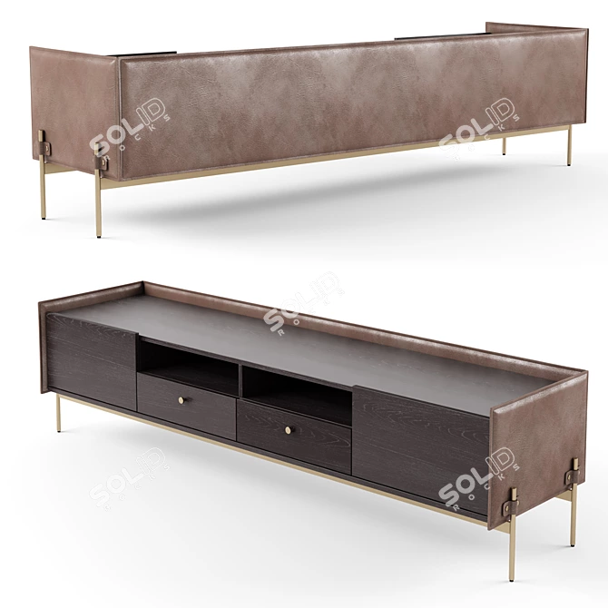 Aston Leather TV Cabinet 3D model image 2