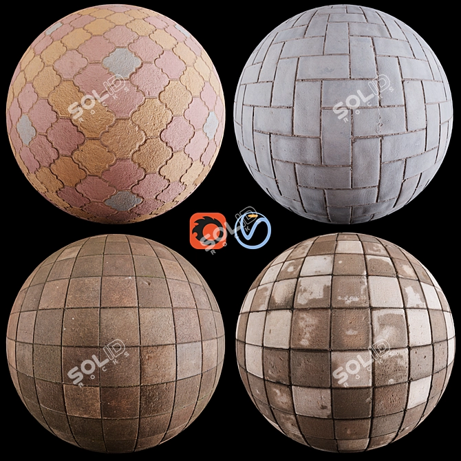 Durable Paving Stone with PBR Texture 3D model image 1