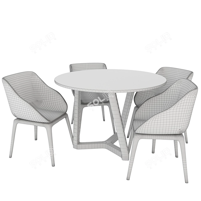 Poliform Round Dining Table Set 3D model image 2