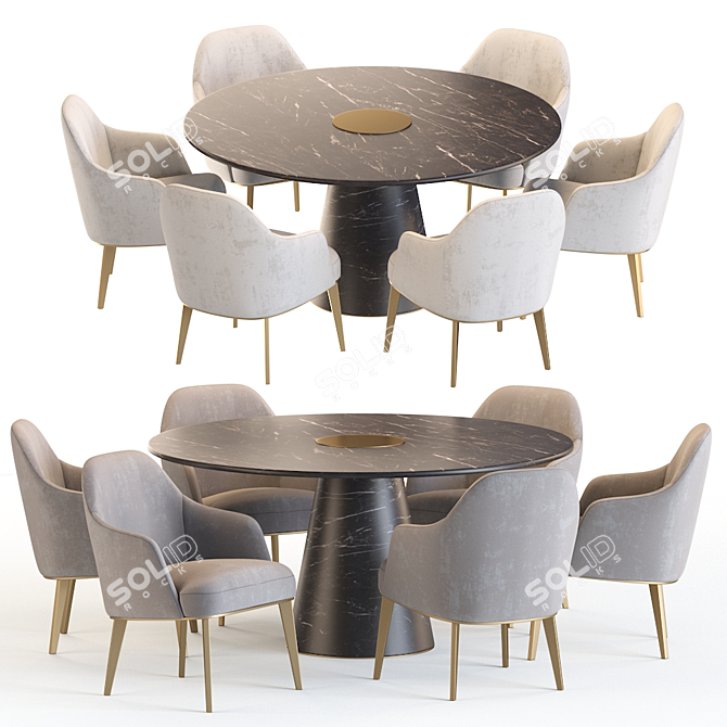 Elegant Poliform Jane Bertoia Dining Set 3D model image 1