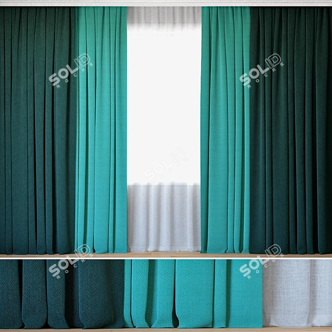 NOVUM Curtains with Tulle - Elegant Drapery Set 3D model image 1