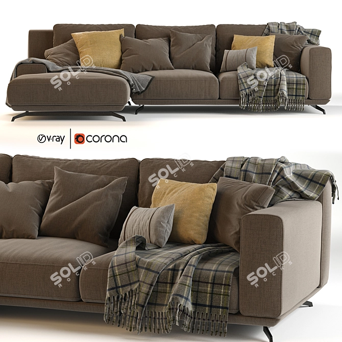 Elegant Dalton Sofa: 278x166 - Ditre Italia 3D model image 1