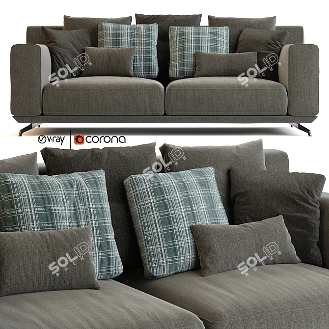 Elegant Dalton Sofa 200x106cm: Premium Comfort 3D model image 1