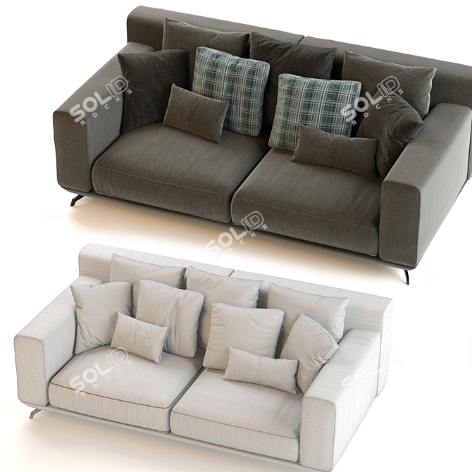 Elegant Dalton Sofa 200x106cm: Premium Comfort 3D model image 3