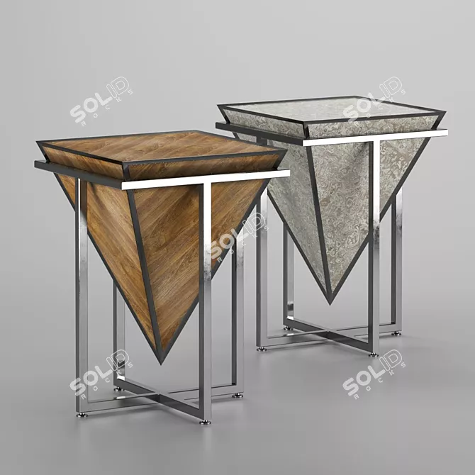 Modern Coffee Table with Wood and Marble Options - 500 x 500 x 700 Size 3D model image 1