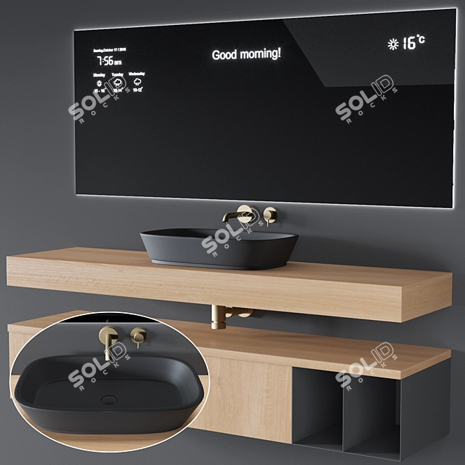 Cerasa NEROLAB and Smart Mirror: Sleek Bathroom Furniture 3D model image 2