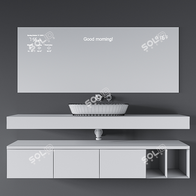 Cerasa NEROLAB and Smart Mirror: Sleek Bathroom Furniture 3D model image 3