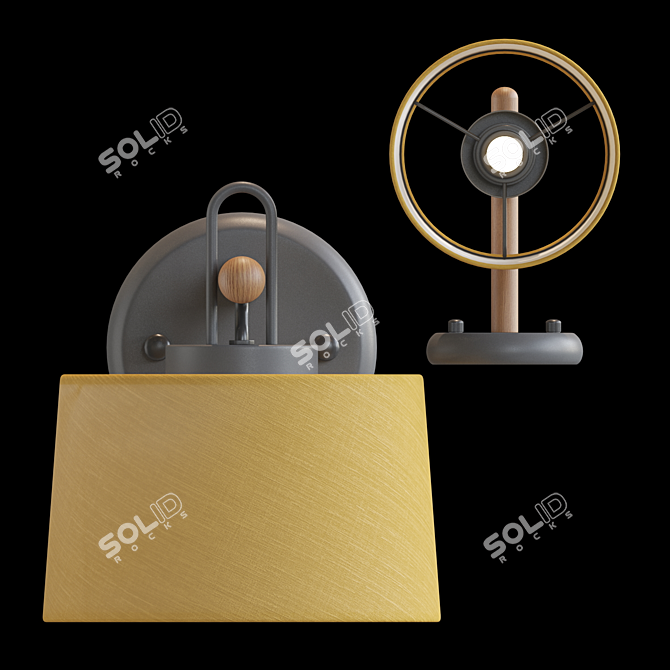 Textile Shade Wall Lamp 3D model image 2