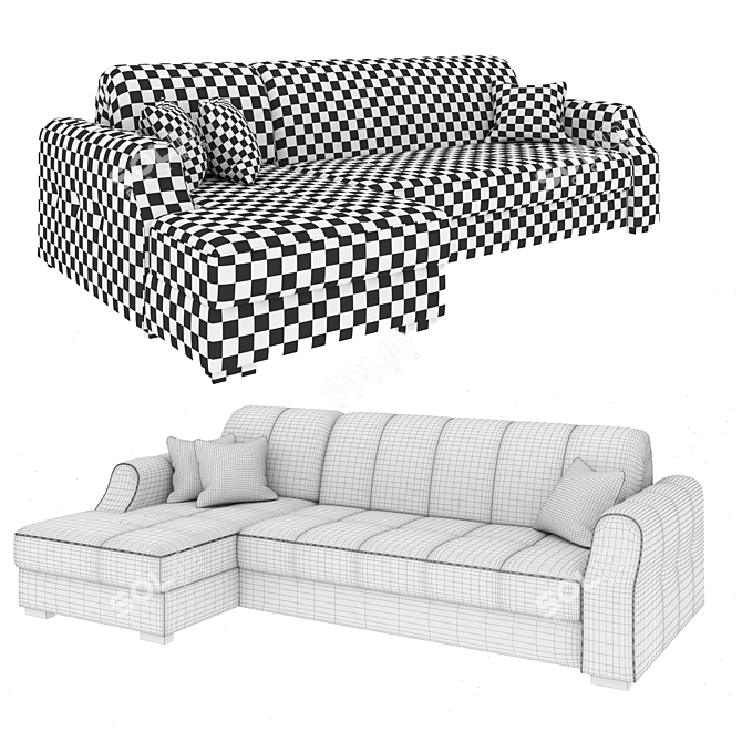 Toulouse Corner Sofa Bed - Stylish and Functional 3D model image 2