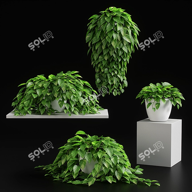 Vibrant Greenery Set - 12 Lush Plants 3D model image 1