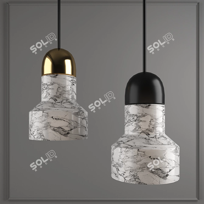 Sleek Marble Pendant Lighting 3D model image 1