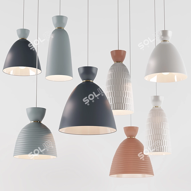 Hazel Ceramic Pendant Lamps 3D model image 1