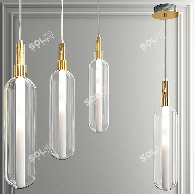 Sleek Brass Design LED Lamps 3D model image 1