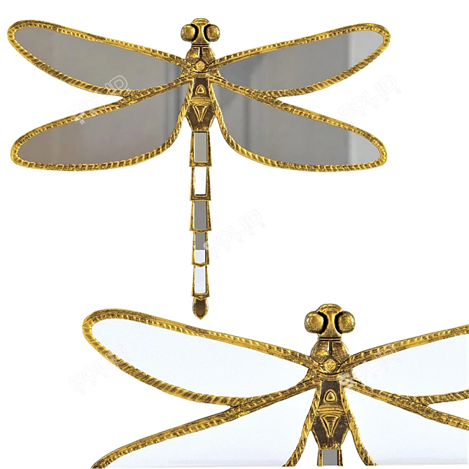 Dragonfly Mirror: Unique Wall Decor 3D model image 1