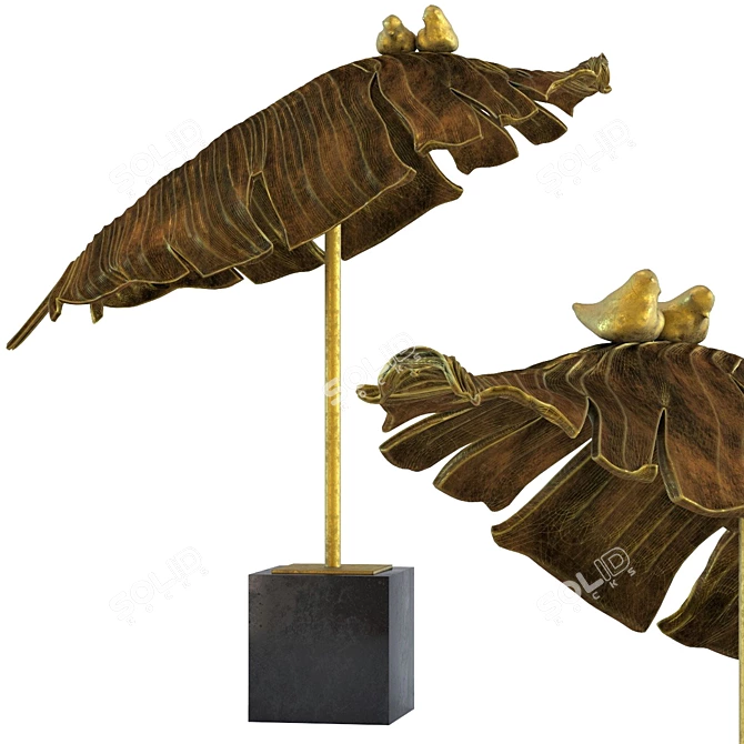 Tropical Birds Banana Leaf Sculpture 3D model image 1