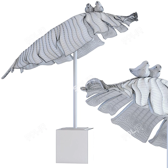 Tropical Birds Banana Leaf Sculpture 3D model image 2