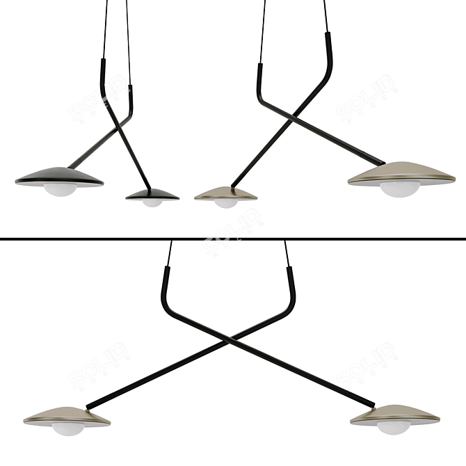 Millelumen Rising Chandelier 2 - Stylish Metal and Plastic Lighting Fixture 3D model image 1