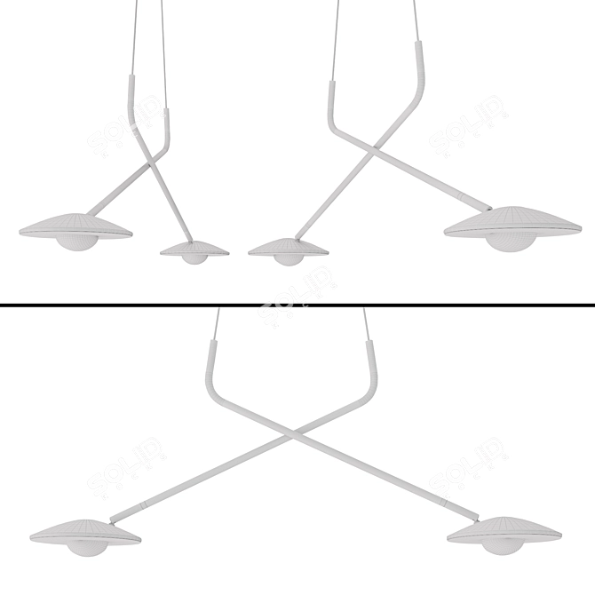 Millelumen Rising Chandelier 2 - Stylish Metal and Plastic Lighting Fixture 3D model image 2