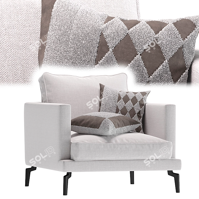 Elegant Avenue Armchair 3D model image 1