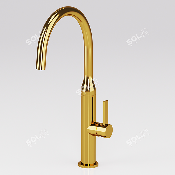 Polished Brass Kitchen Mixer 3D model image 1