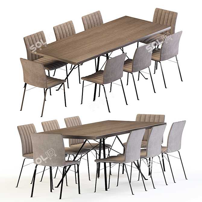 Elegant GINEVRA Chair-Table Set 3D model image 1