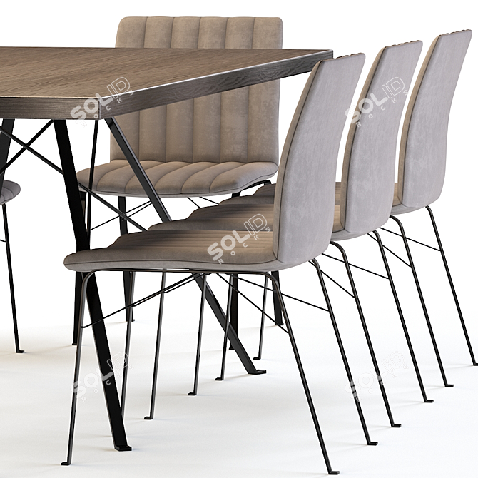Elegant GINEVRA Chair-Table Set 3D model image 2