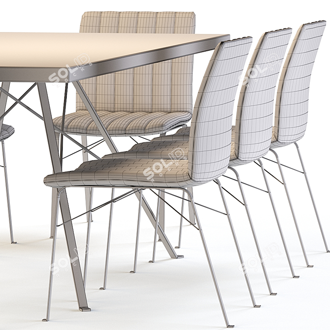 Elegant GINEVRA Chair-Table Set 3D model image 3