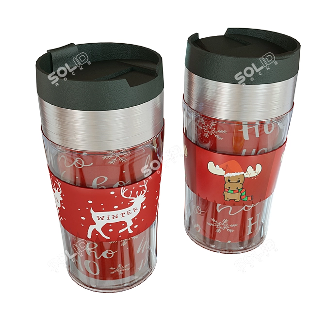 Festive Deer Thermo Mug 3D model image 1