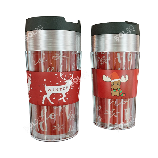 Festive Deer Thermo Mug 3D model image 2