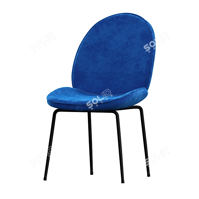 Blue Velvet Loft Style Chair 3D model image 1