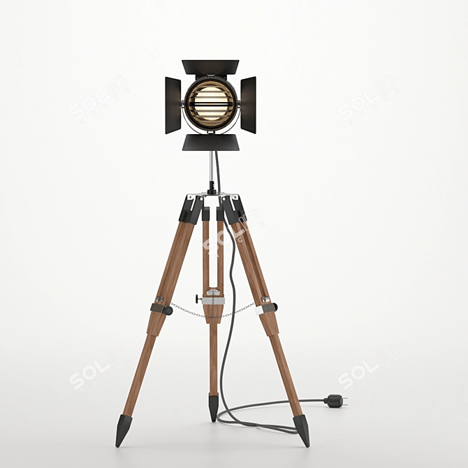 PBR Theater Lamp on Tripod 3D model image 1