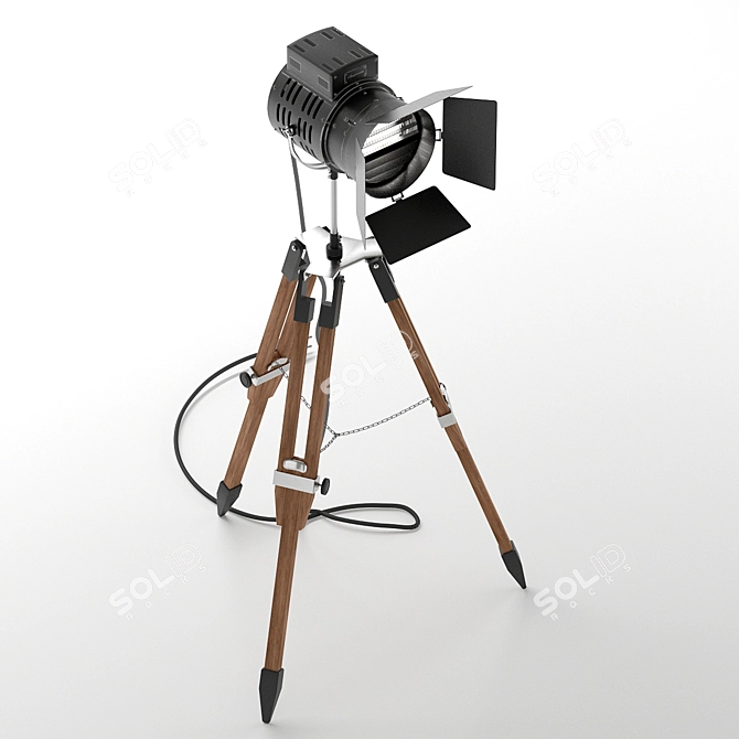 PBR Theater Lamp on Tripod 3D model image 3