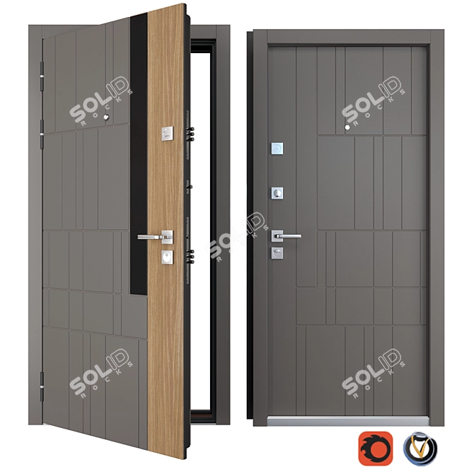 Grattel (Straj) Metal Entrance Door - Durable and Secure 3D model image 1