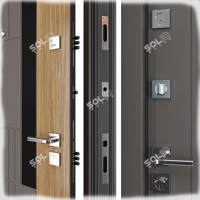 Grattel (Straj) Metal Entrance Door - Durable and Secure 3D model image 2